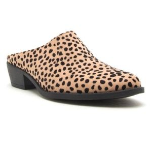 New Women's Tan/Black Leopard suede Mule  Bootie